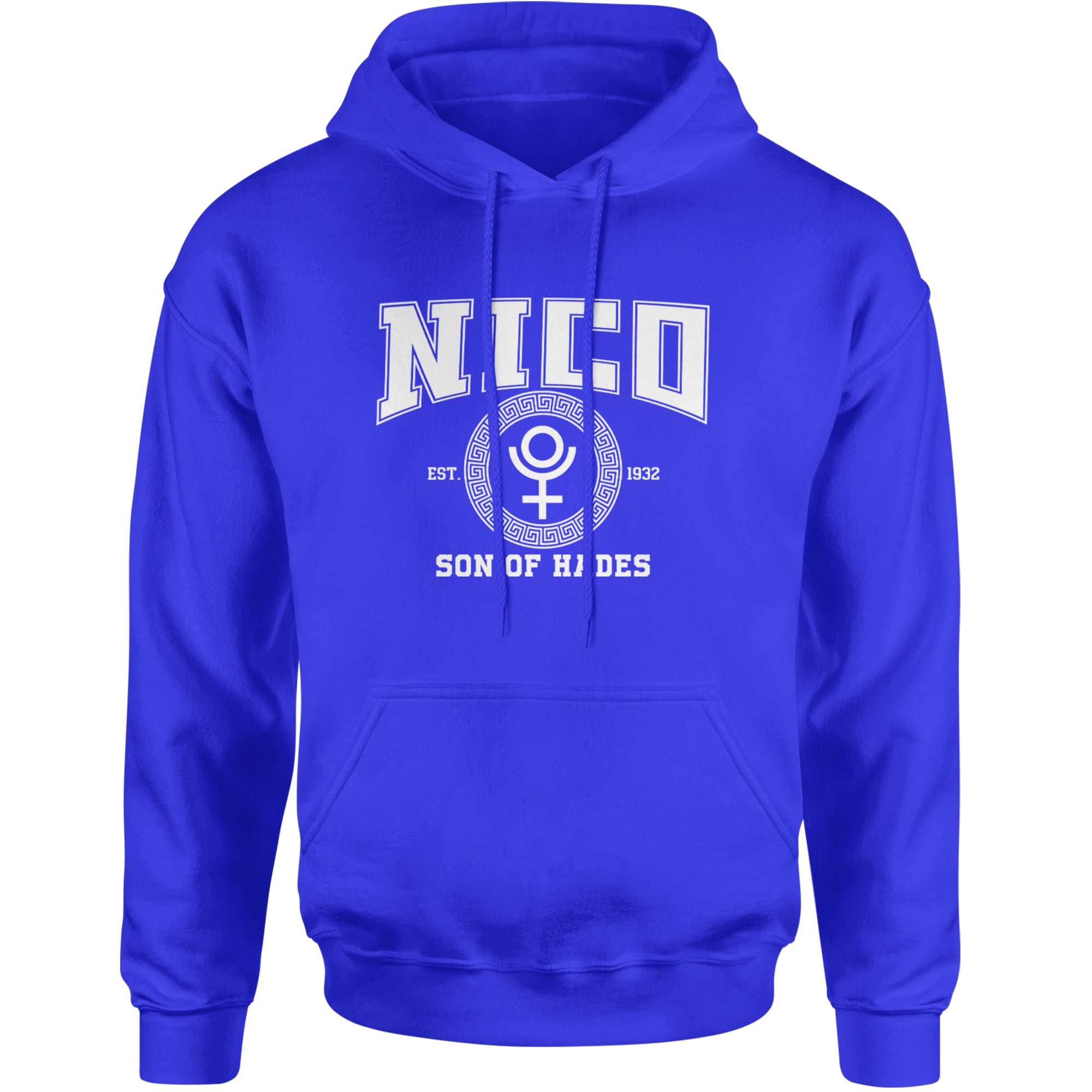 Nico Son of Hades Underworld Crest Adult Hoodie Sweatshirt Royal Blue