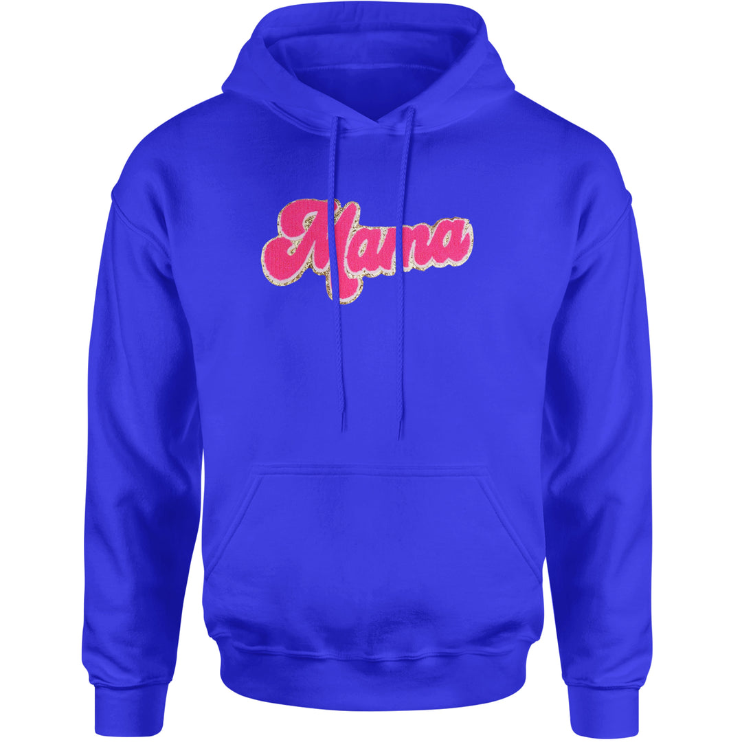Mama Hot Pink Glitter Chenille Patch Adult Hoodie Sweatshirt Royal Blue