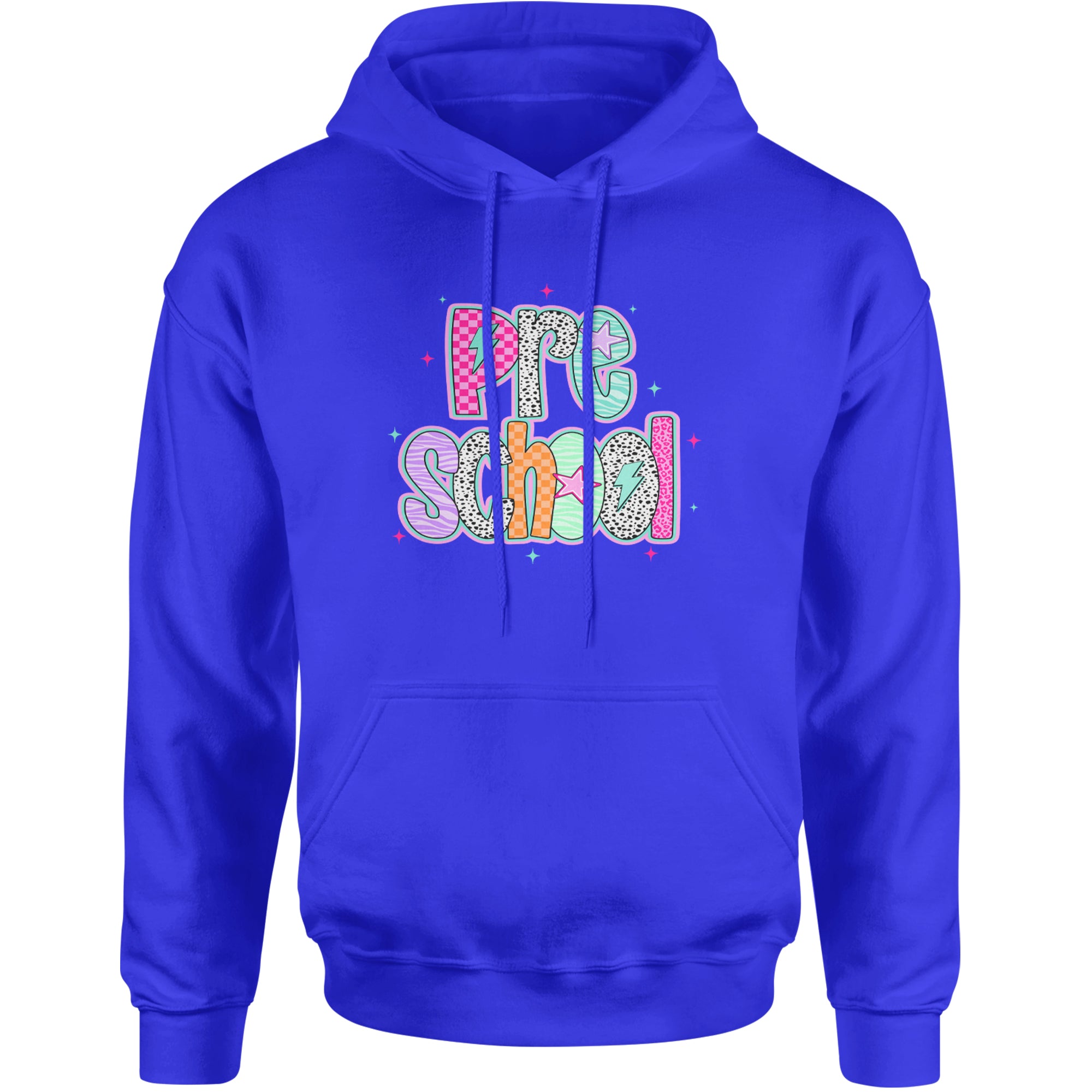 Preschool Power Colorful Back to School Adult Hoodie Sweatshirt Royal Blue