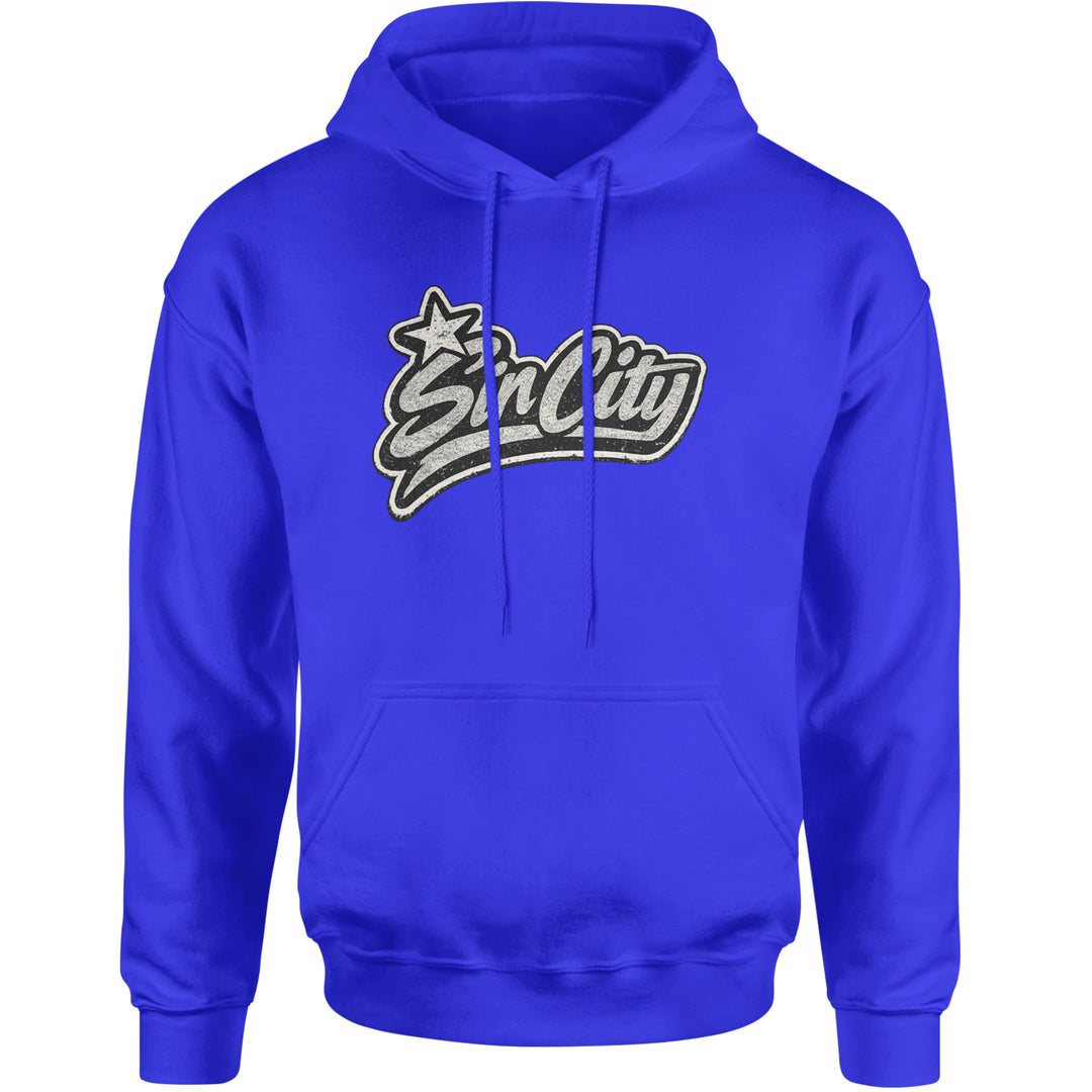 Sin City Vegas Retro Vintage Adult Hoodie Sweatshirt Royal Blue