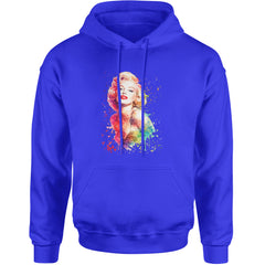 Mrs. Monroe Watercolors Bombshell Adult Hoodie Sweatshirt Royal Blue