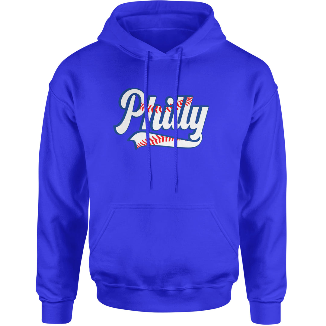 Philly Baseball Stitching Adult Hoodie Sweatshirt Royal Blue