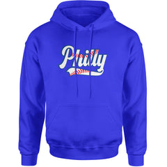 Philly Baseball Stitching Adult Hoodie Sweatshirt Royal Blue