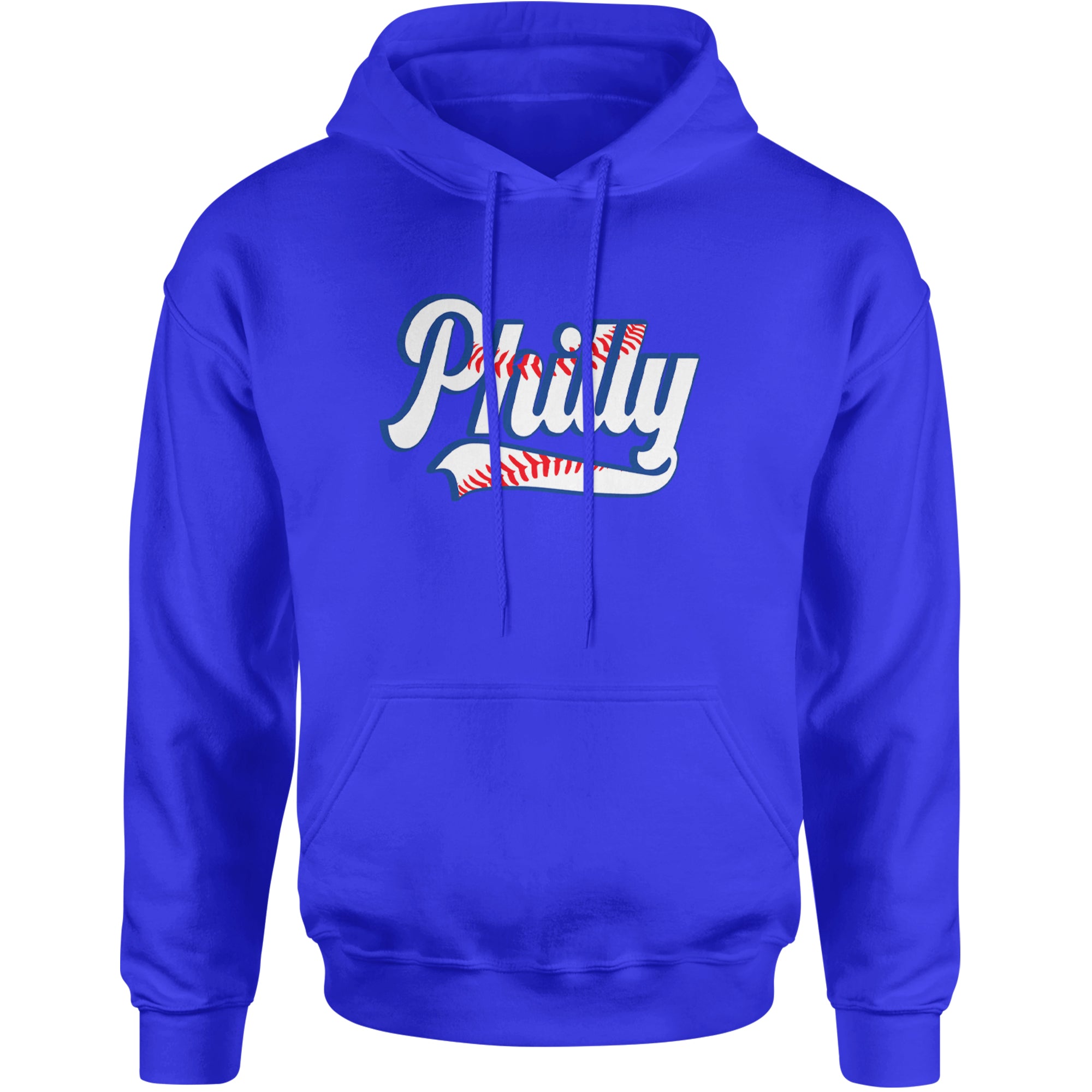 Philly Baseball Stitching Adult Hoodie Sweatshirt Royal Blue