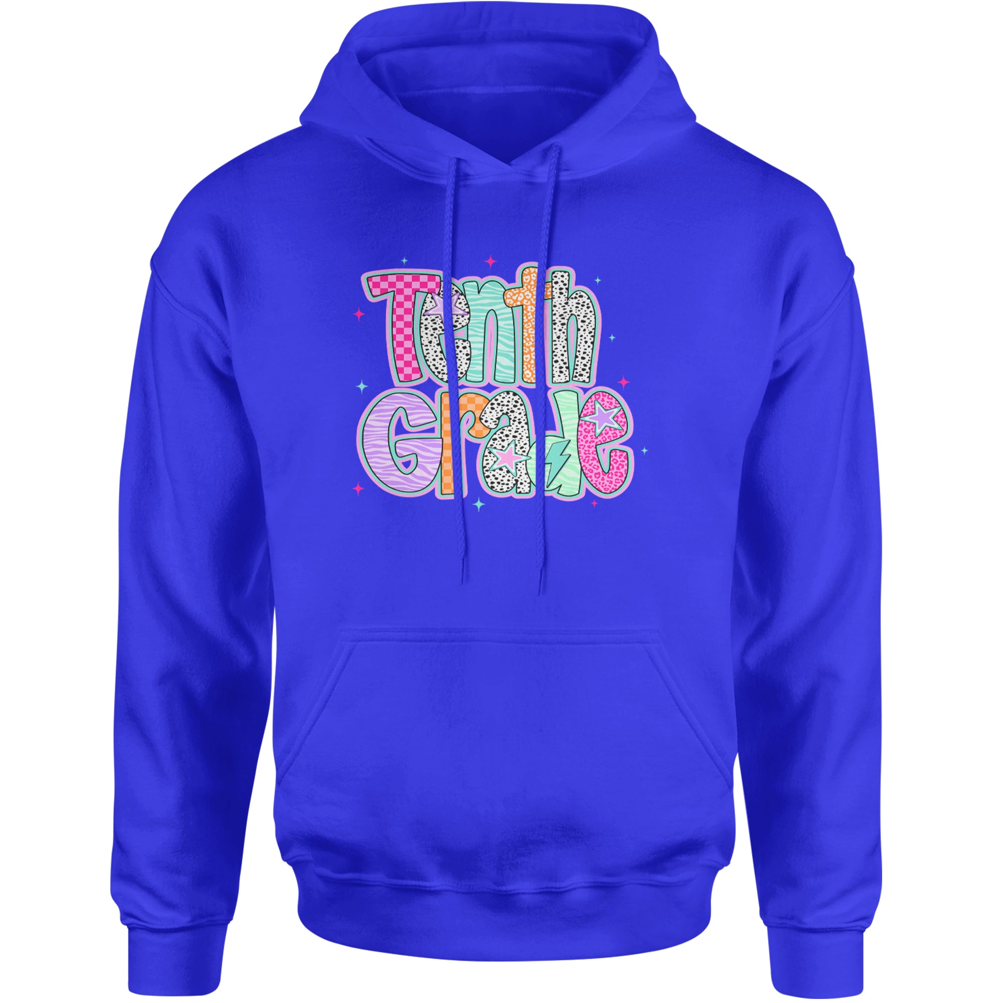 Tenth Grade Trendsetter Colorful Back to School Adult Hoodie Sweatshirt Royal Blue