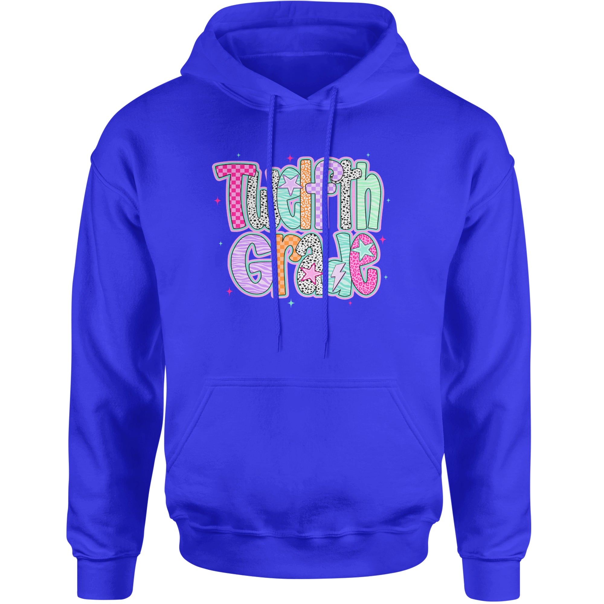 Senior Year Colorful Back to School Adult Hoodie Sweatshirt Royal Blue