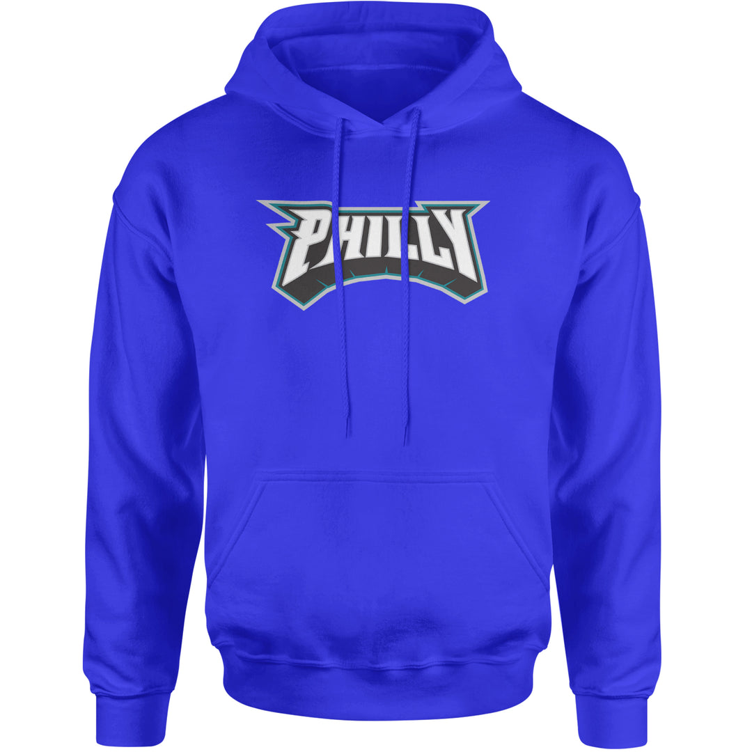 Philly Bold Block Throwback Adult Hoodie Sweatshirt Royal Blue