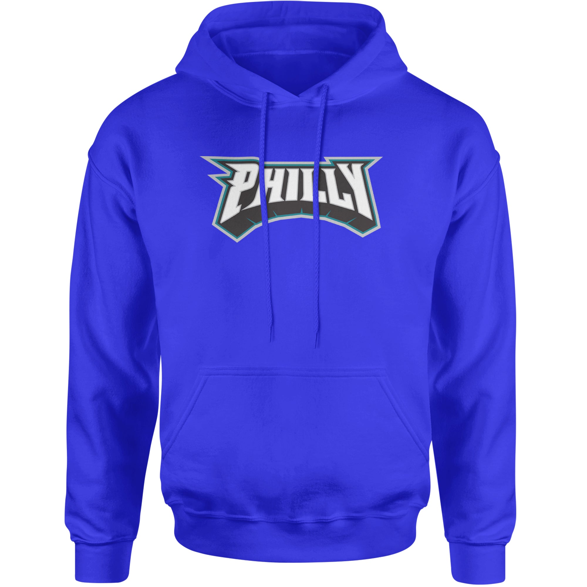 Philly Bold Block Throwback Adult Hoodie Sweatshirt Royal Blue