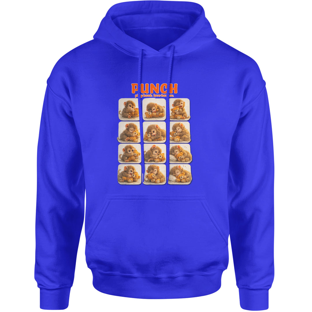 Punch Play Hard Love Harder Adult Hoodie Sweatshirt Royal Blue