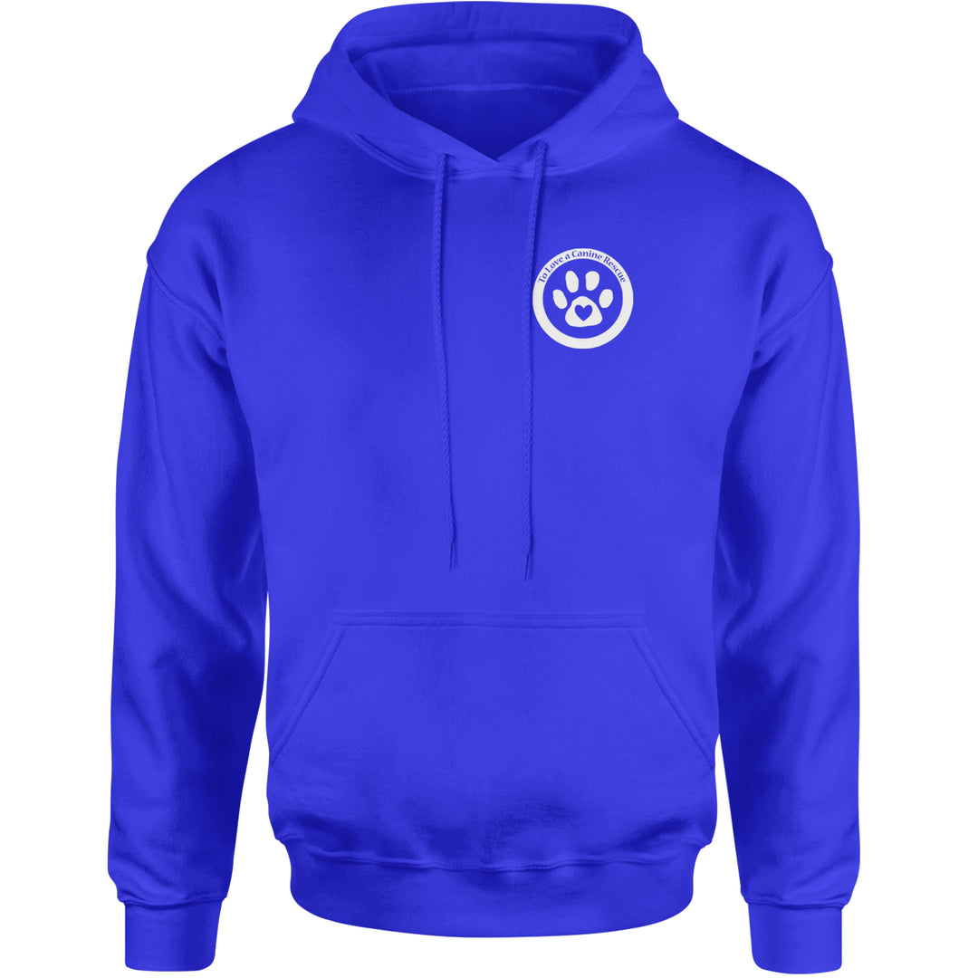 TLC To Love a Canine Dog Rescue White Adult Hoodie Sweatshirt Royal Blue