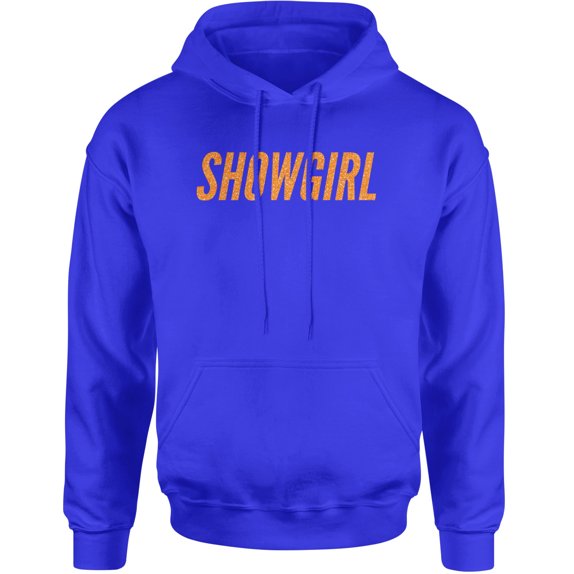 Showgirl Orange Glitter Adult Hoodie Sweatshirt Royal Blue