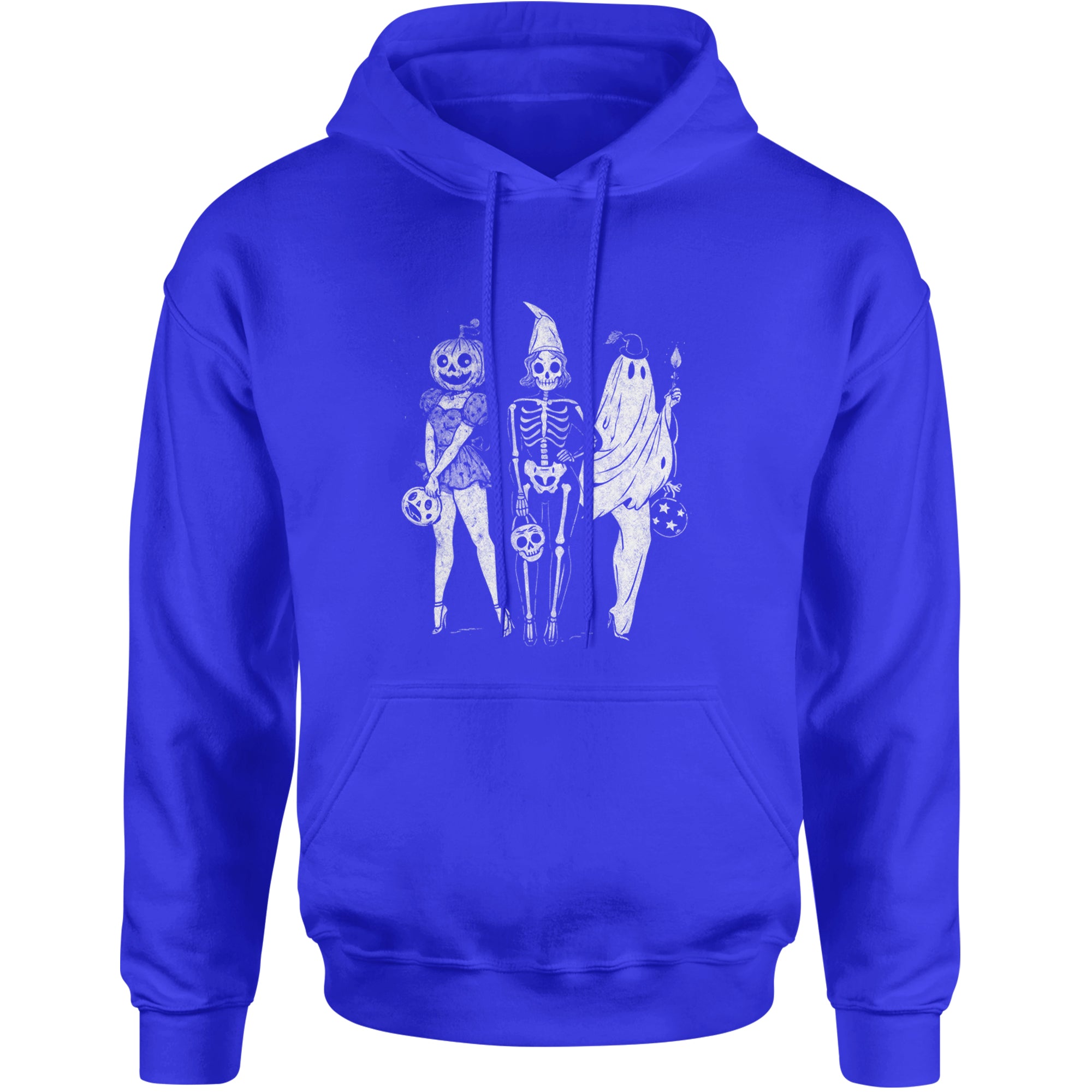 Vintage Spooky Squad Pinup Halloween Design Adult Hoodie Sweatshirt Royal Blue