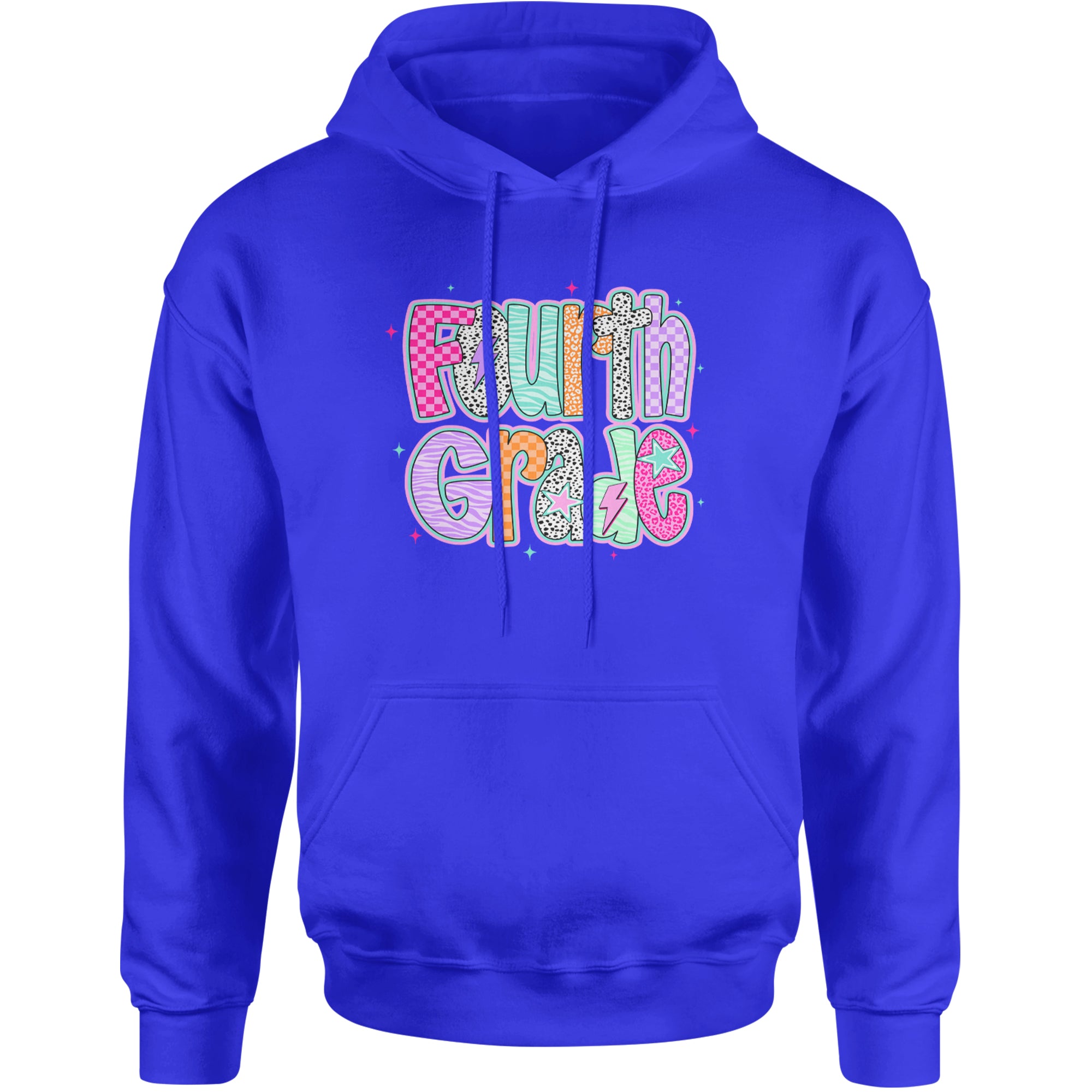 Fourth Grade Fierce Colorful Back to School Adult Hoodie Sweatshirt Royal Blue