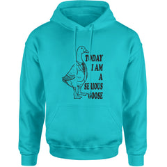 Today I Am A Serious Goose Adult Hoodie Sweatshirt Teal