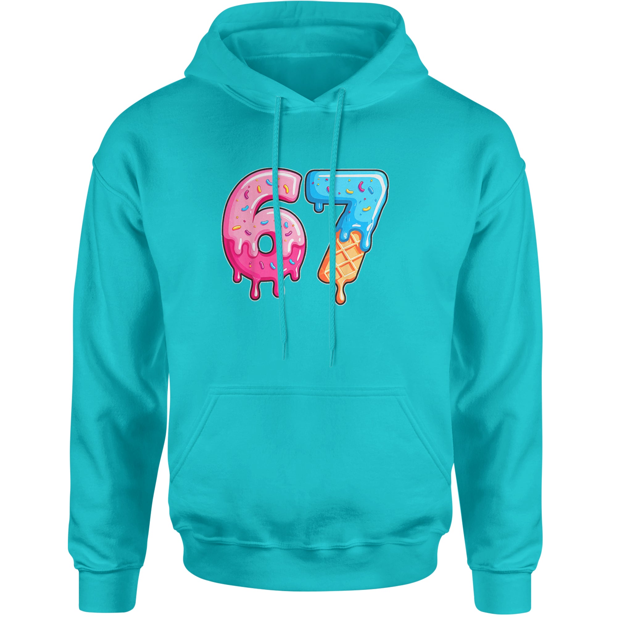 67 Dripping Ice Cream Donut Melt Adult Hoodie Sweatshirt Teal