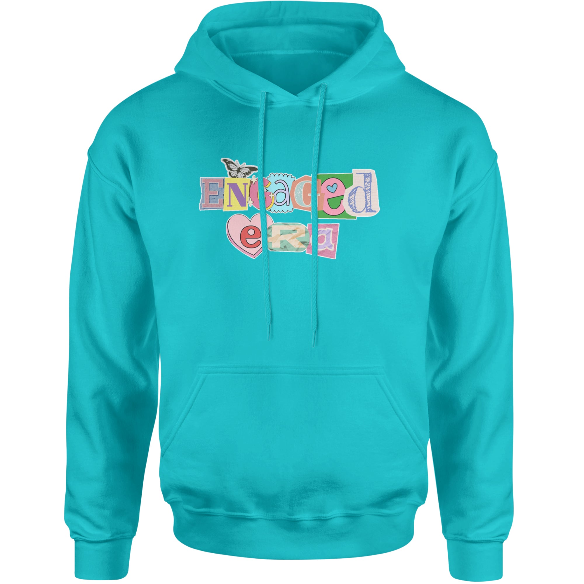 Engaged Era Aesthetic Retro Collage Design Adult Hoodie Sweatshirt Teal