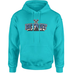 Detroit Motor City Retro Piston Adult Hoodie Sweatshirt Teal