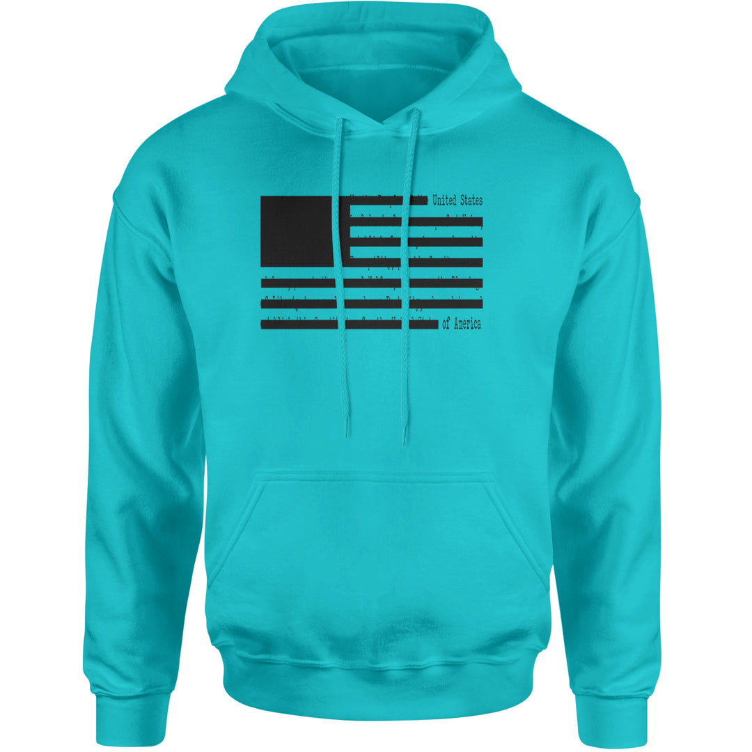 Redacted American Flag Adult Hoodie Sweatshirt Teal