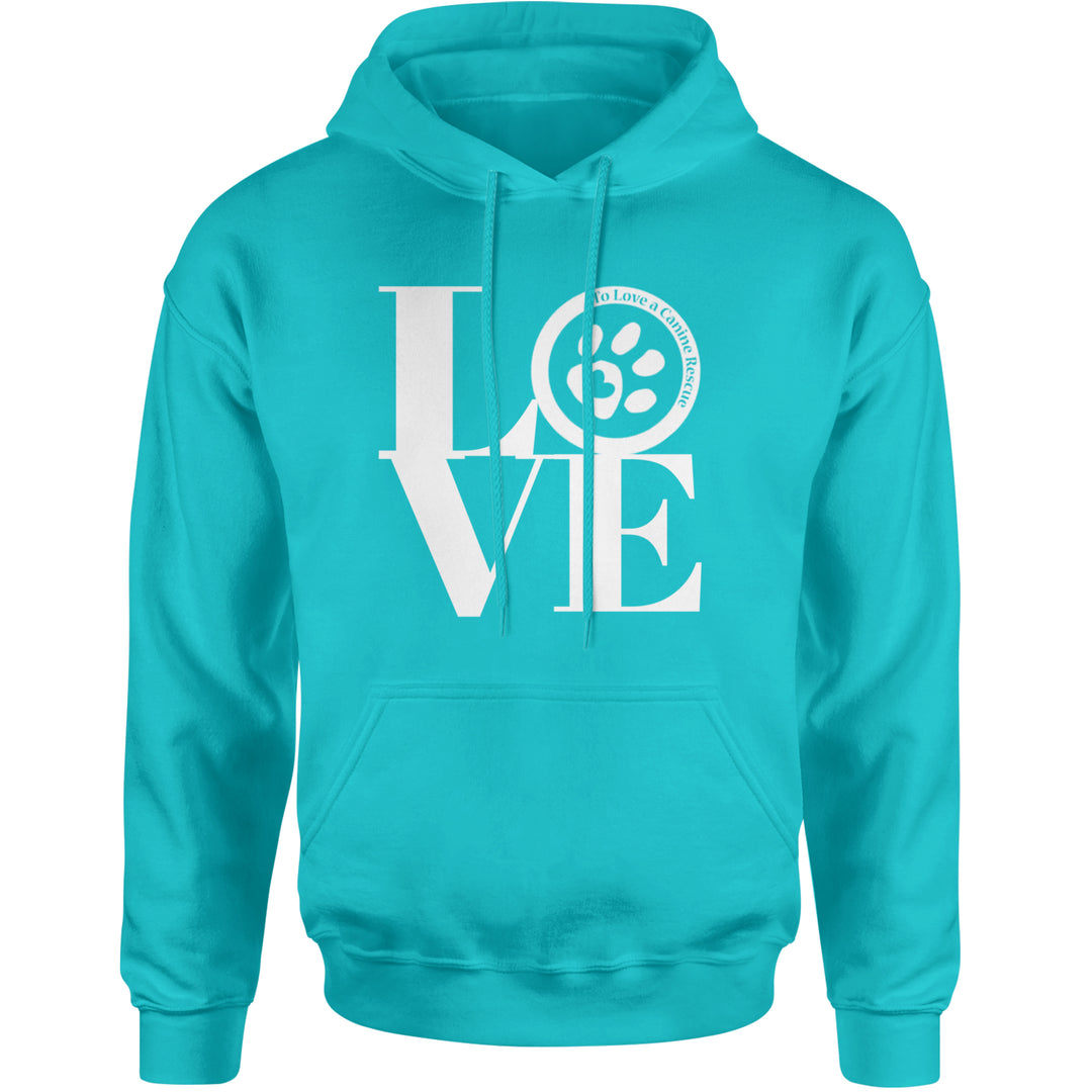 TLC LOVE Dog Rescue Adult Hoodie Sweatshirt Teal