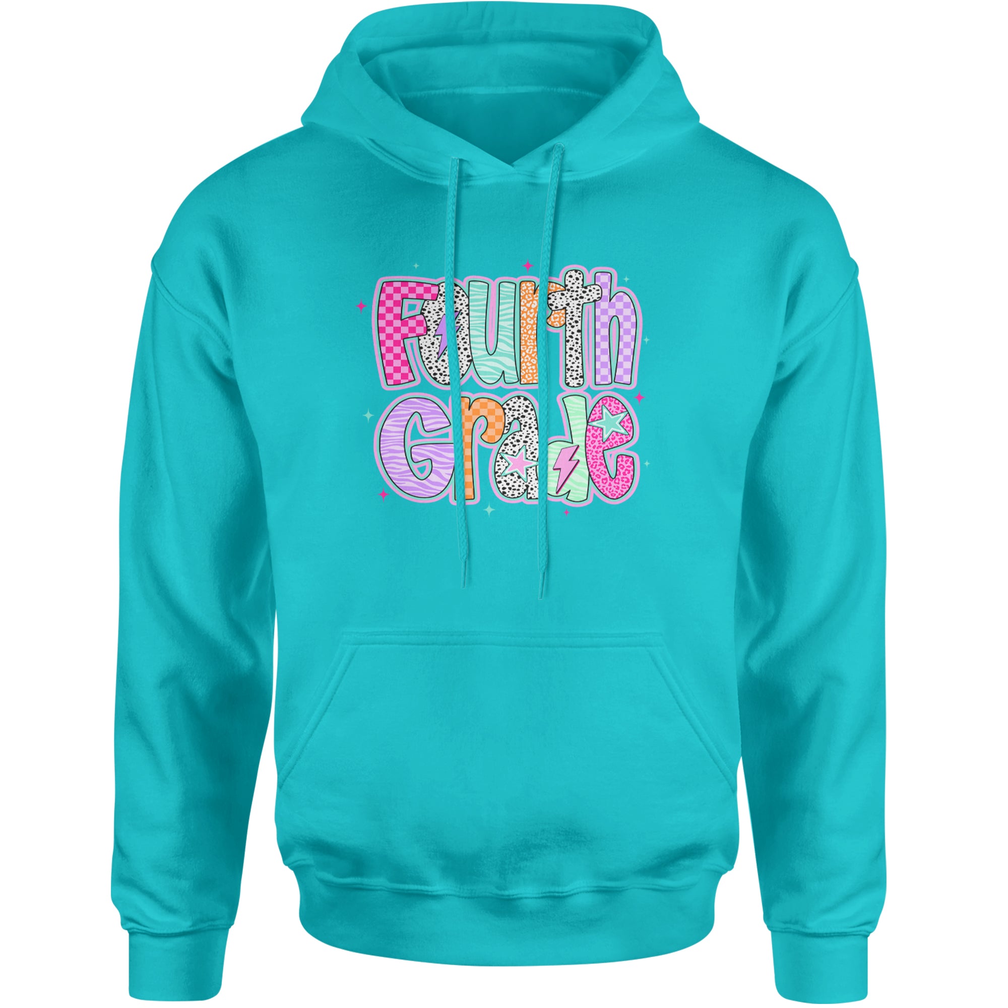 Fourth Grade Fierce Colorful Back to School Adult Hoodie Sweatshirt Teal