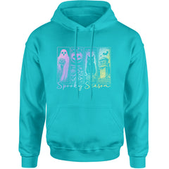 Spooky Season Cute Pastel Halloween Design Adult Hoodie Sweatshirt Teal