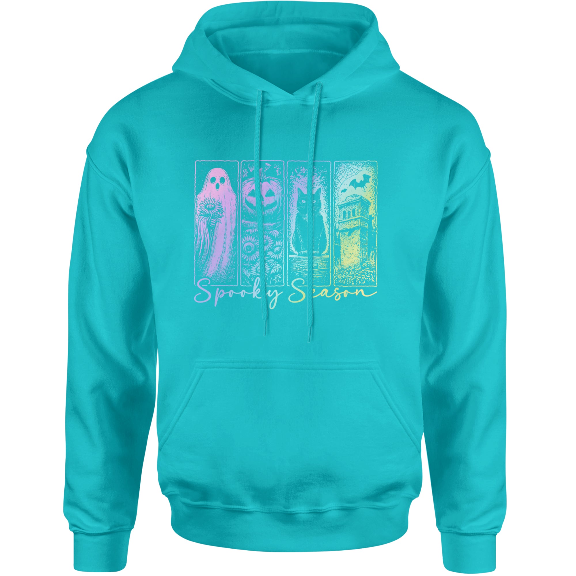Spooky Season Cute Pastel Halloween Design Adult Hoodie Sweatshirt Teal