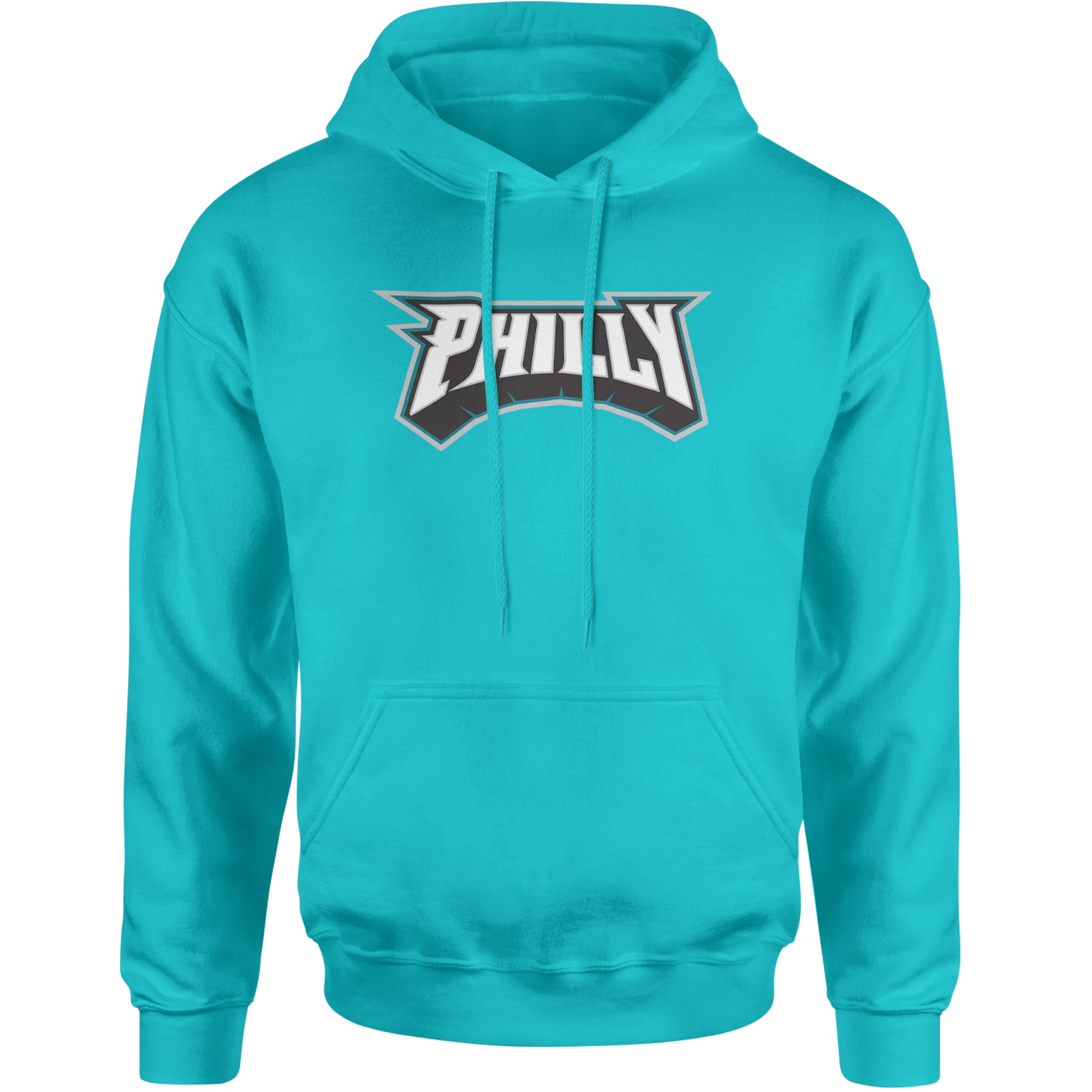 Philly Bold Block Throwback Adult Hoodie Sweatshirt Teal