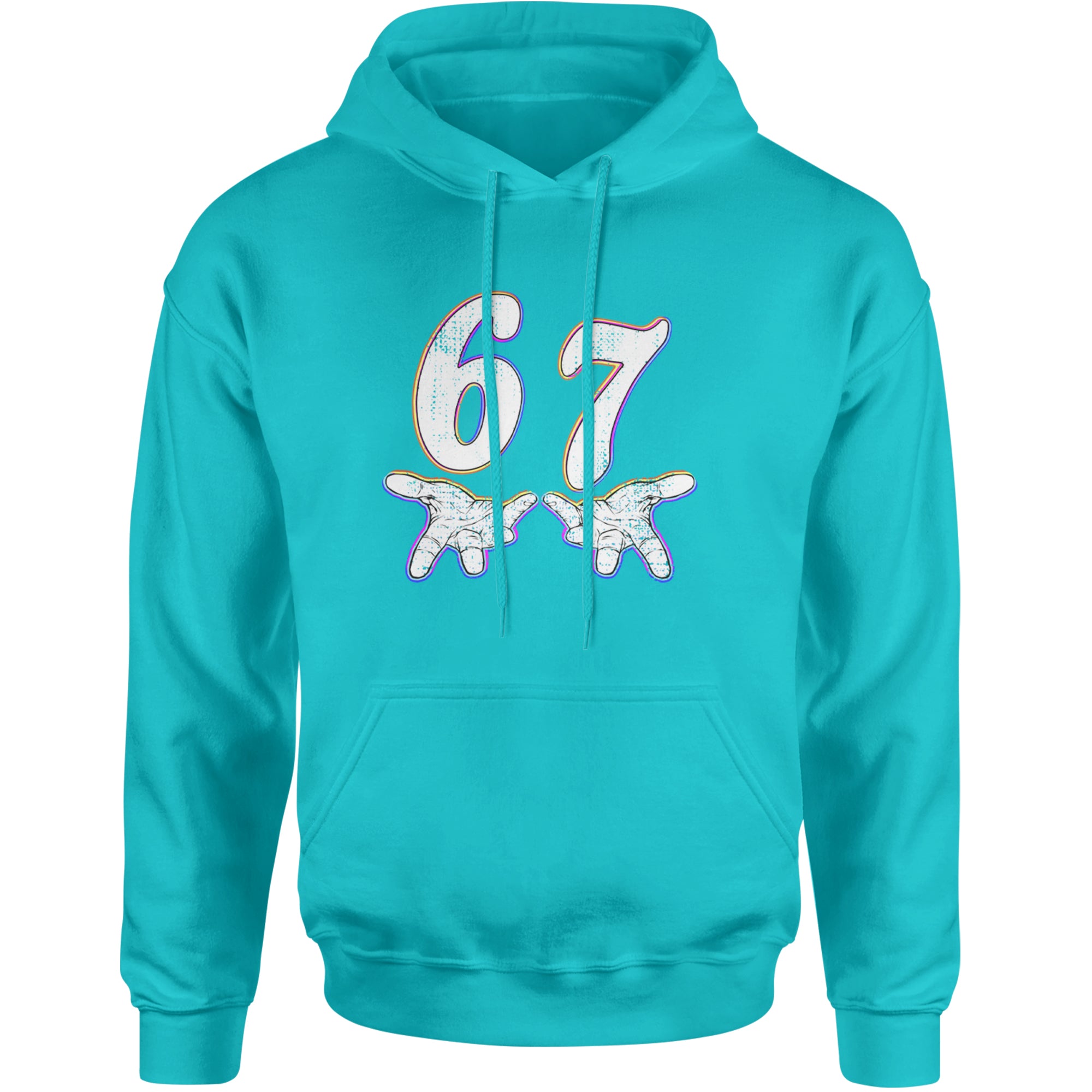 67 Hands Meme Viral Drill Adult Hoodie Sweatshirt Teal