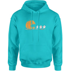 Pumpkin Pacman Chasing Ghosts Halloween Adult Hoodie Sweatshirt Teal