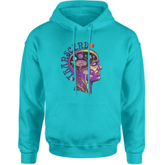 Psychedelic Cosmic Mushroom Head Adult Hoodie Sweatshirt Teal