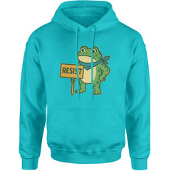 Sign Resist Meme Frog Protest Adult Hoodie Sweatshirt Teal