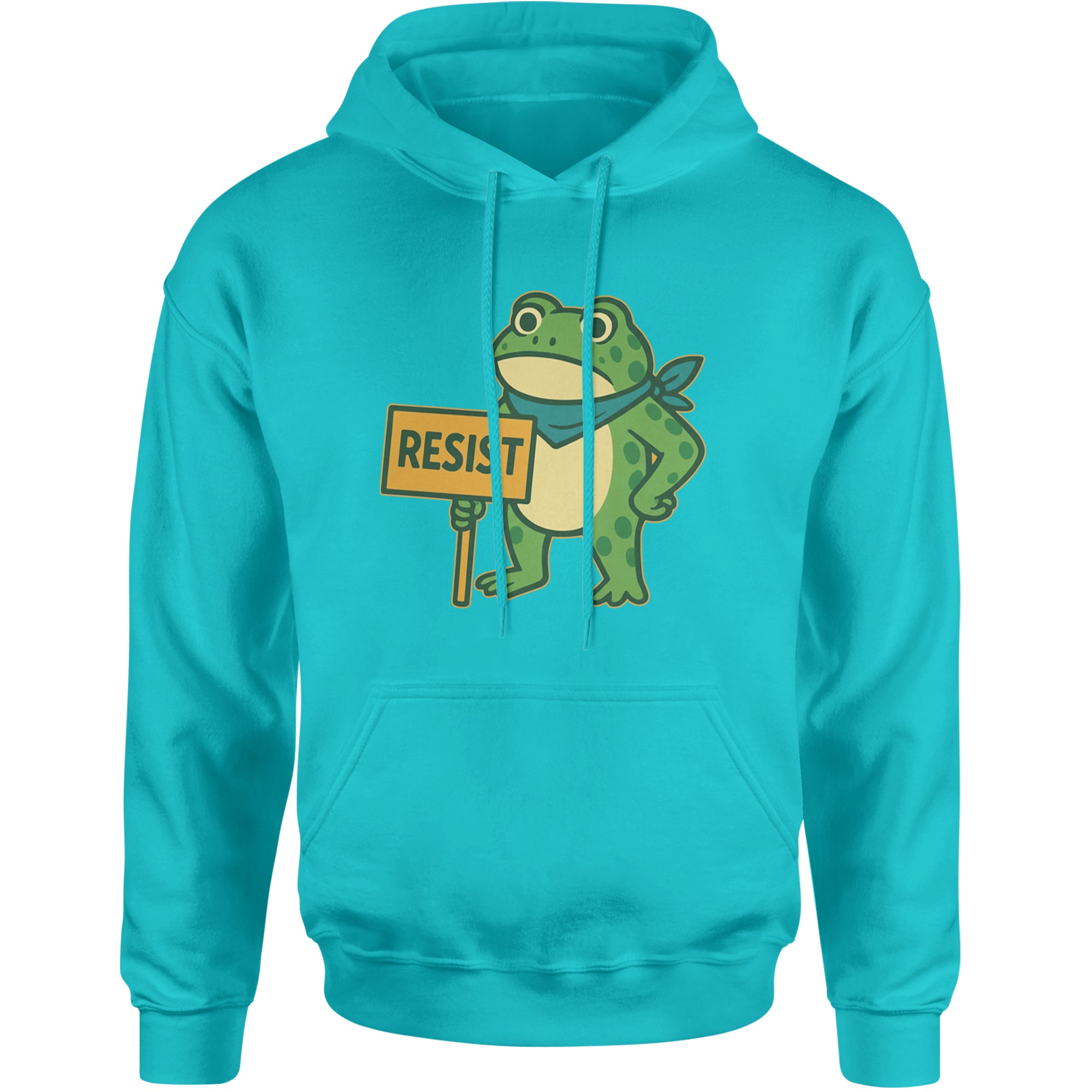 Sign Resist Meme Frog Protest Adult Hoodie Sweatshirt Teal