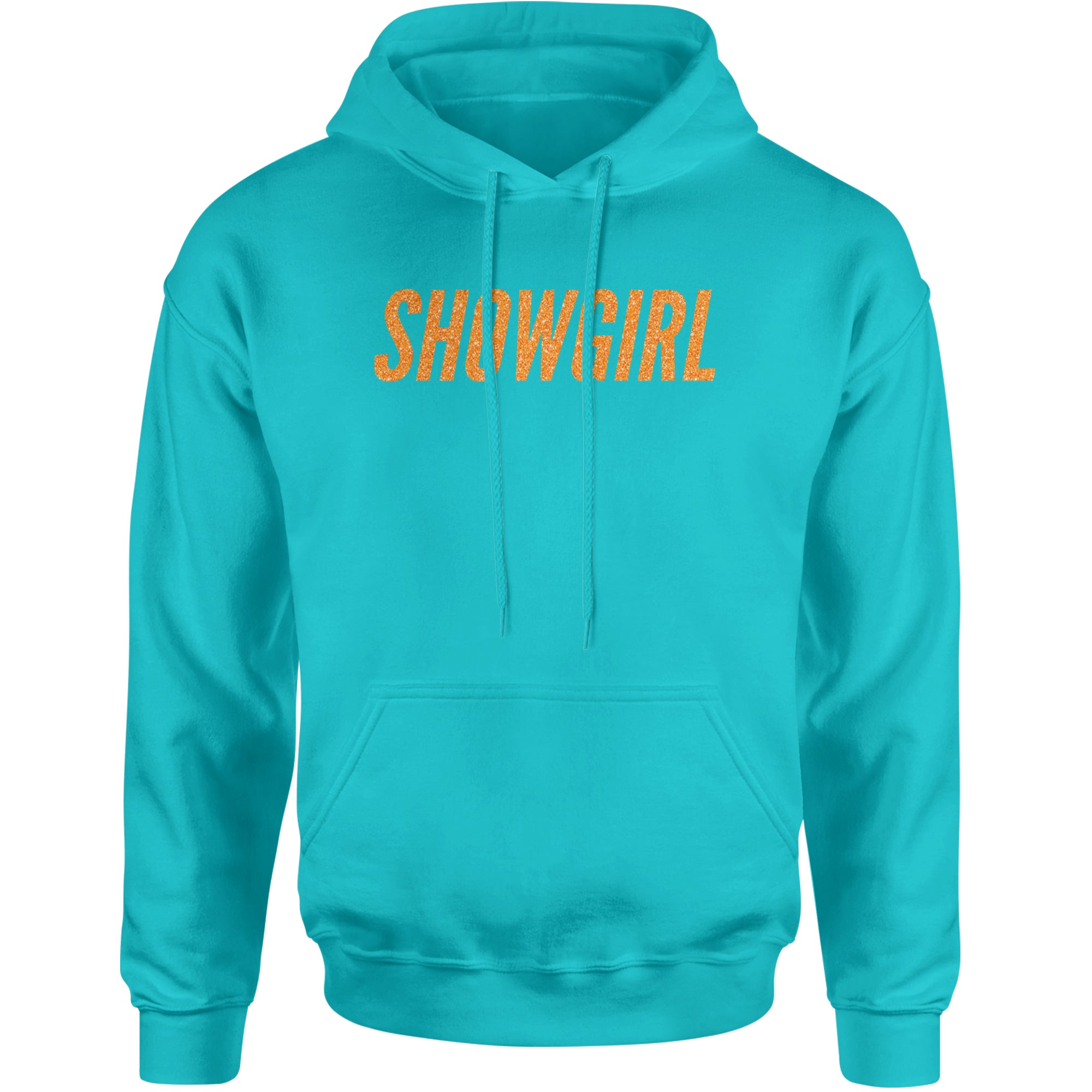 Showgirl Orange Glitter Adult Hoodie Sweatshirt Teal