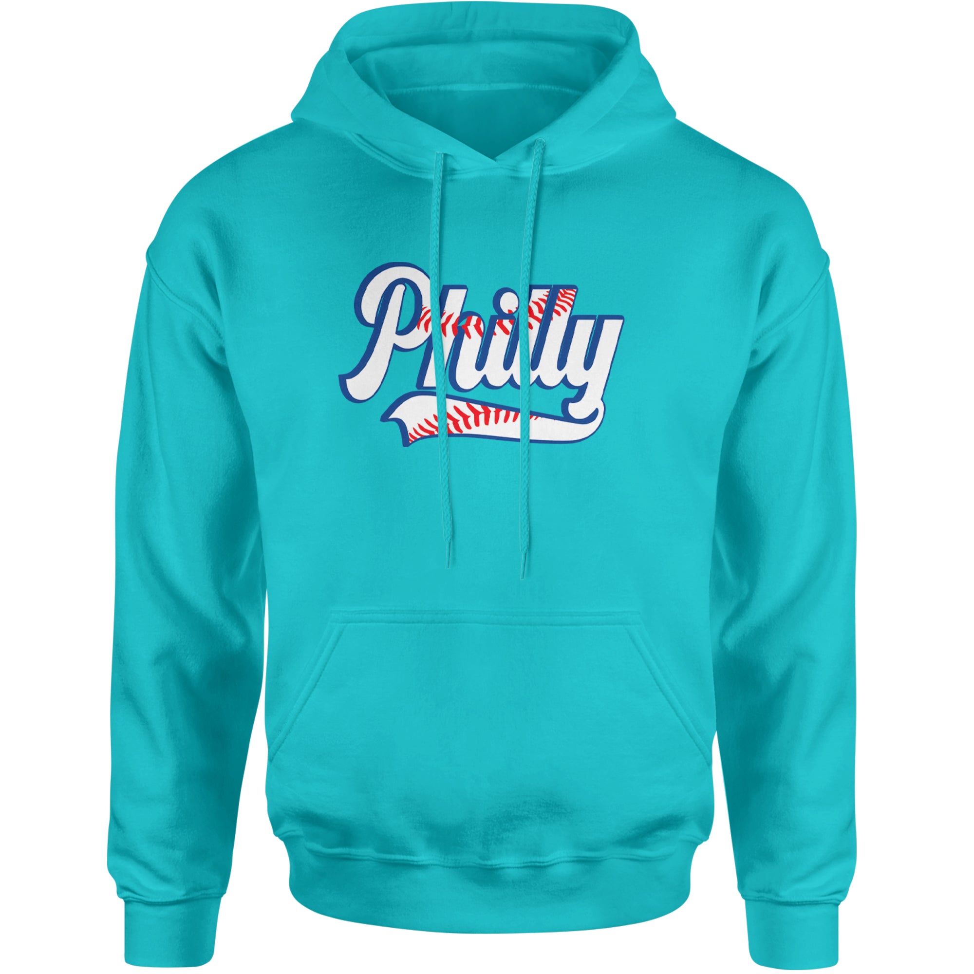 Philly Baseball Stitching Adult Hoodie Sweatshirt Teal