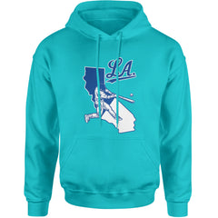 Los Angeles Baseball Batter Up Adult Hoodie Sweatshirt Teal