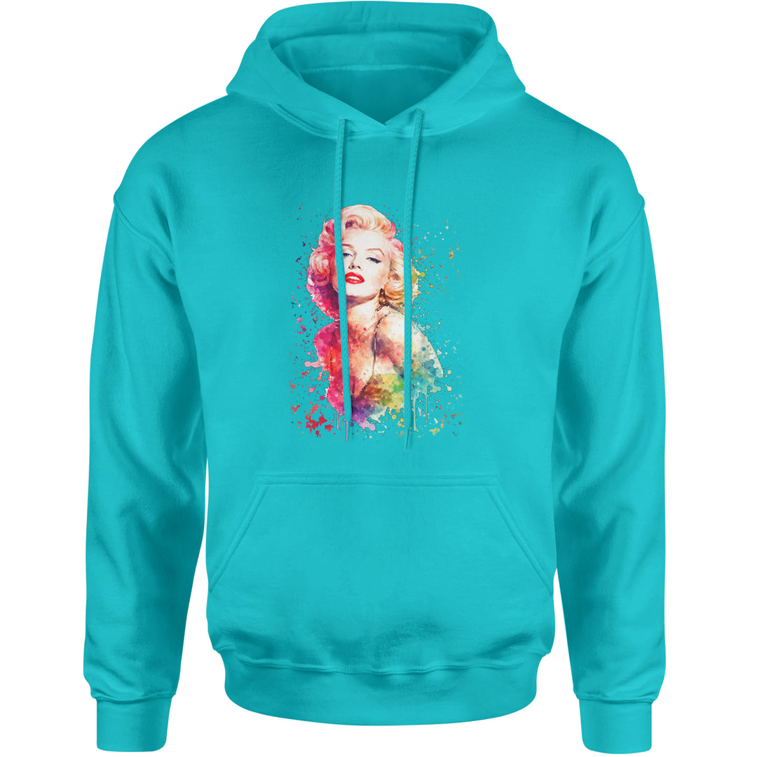 Mrs. Monroe Watercolors Bombshell Adult Hoodie Sweatshirt Teal