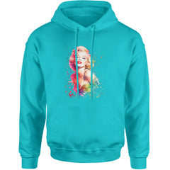 Mrs. Monroe Watercolors Bombshell Adult Hoodie Sweatshirt Teal