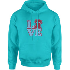 Love Philly Liberty Bell Adult Hoodie Sweatshirt Teal