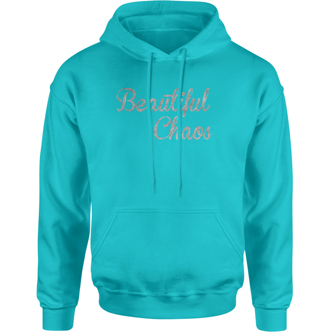 Beautiful Chaos Glitter Music Festival Adult Hoodie Sweatshirt Teal