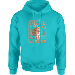 Quest Squad Broccoli Cat Fantasy Reader  Adult Hoodie Sweatshirt Teal
