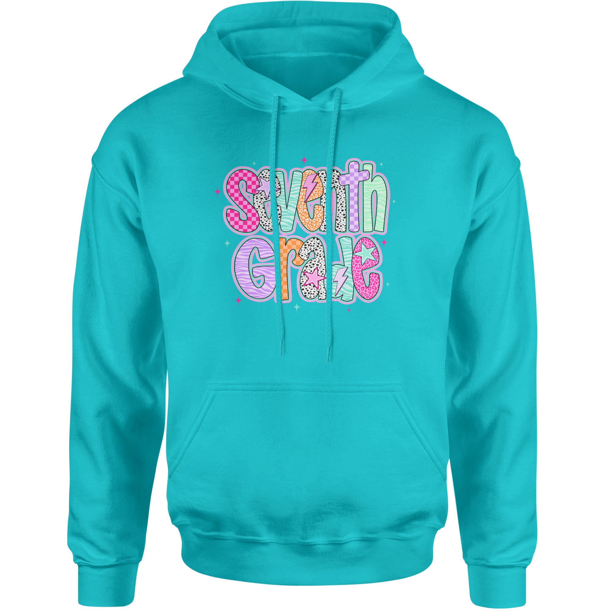 Seventh Grade Swagger Colorful Back to School Adult Hoodie Sweatshirt Teal