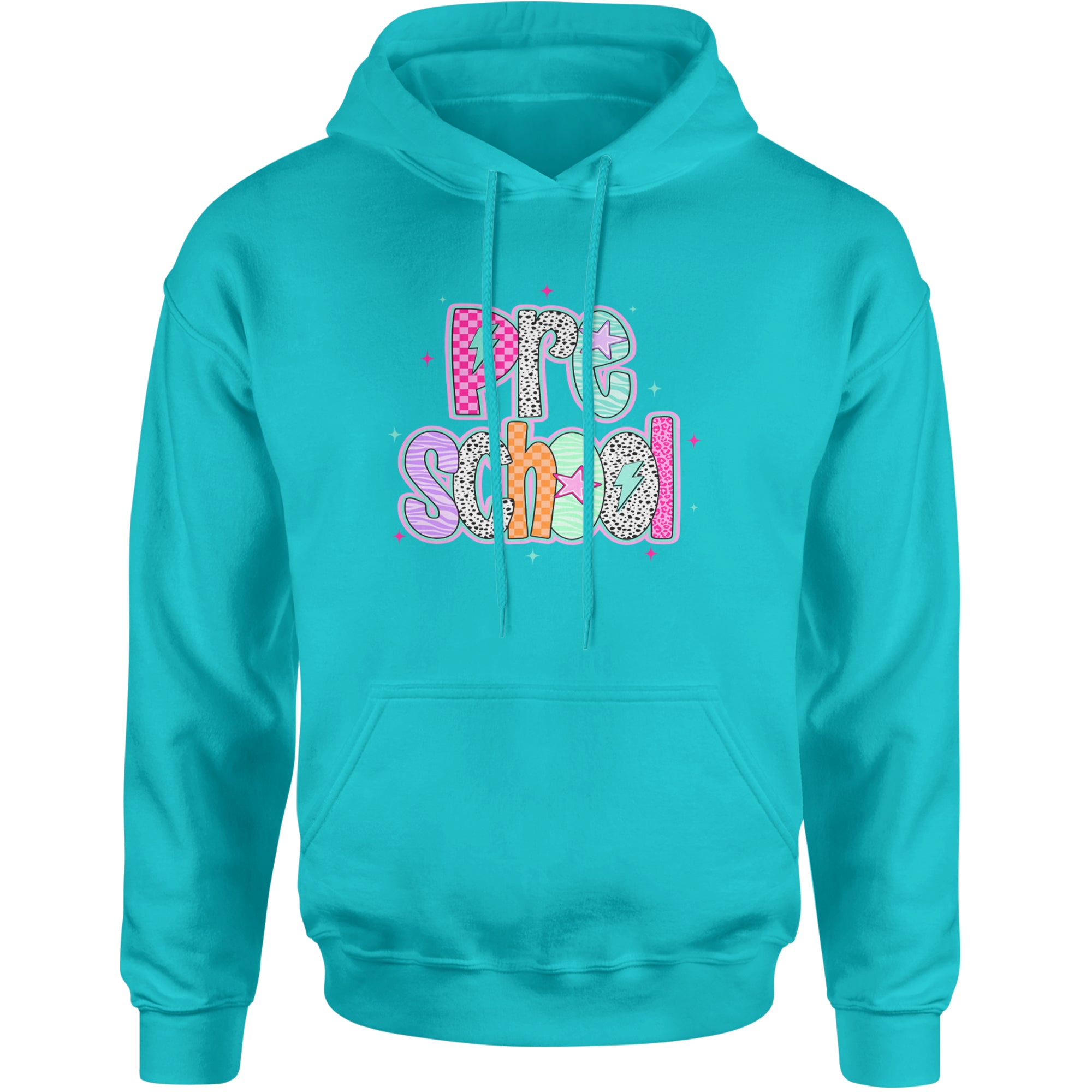Preschool Power Colorful Back to School Adult Hoodie Sweatshirt Teal