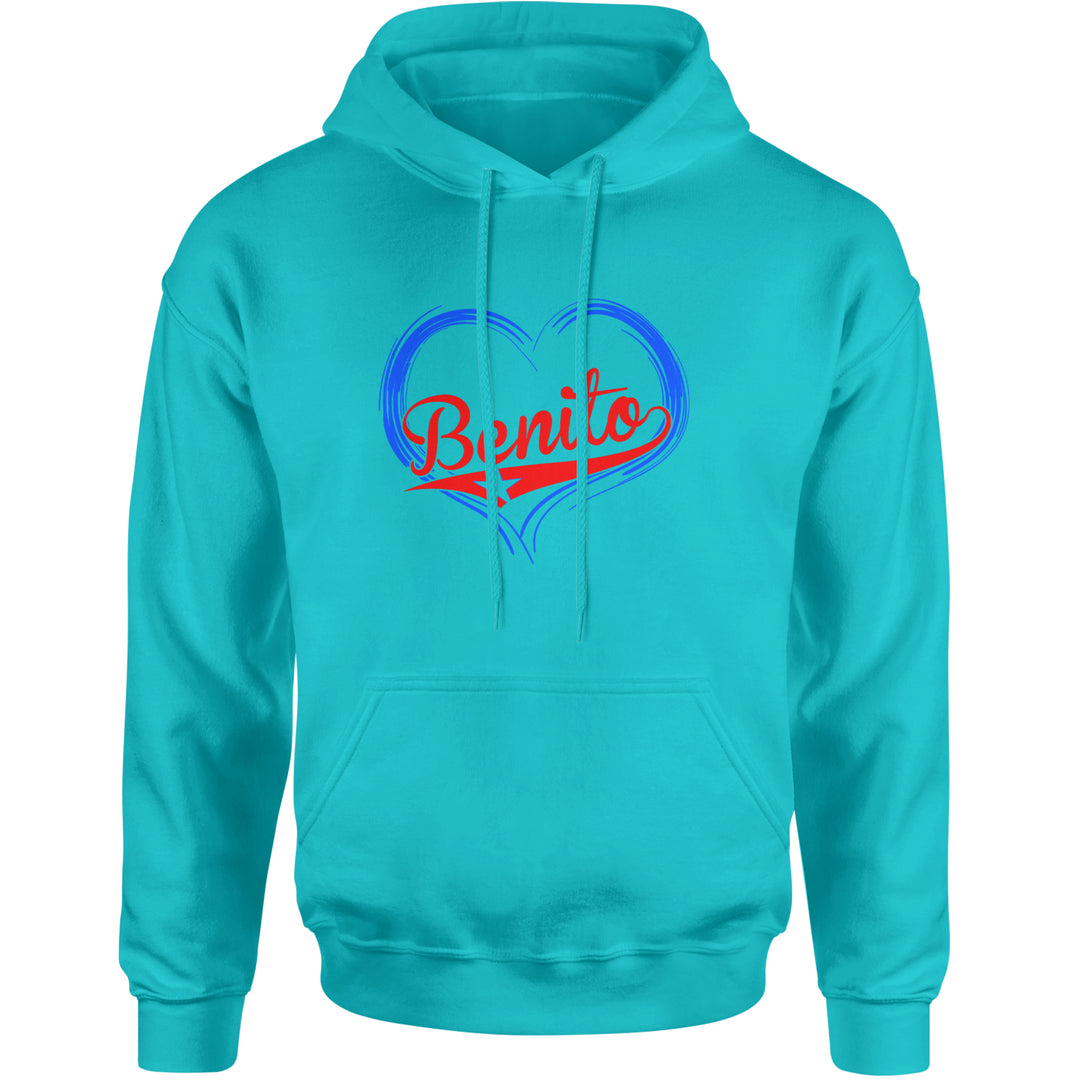 Benito Heart Puerto Rico Adult Hoodie Sweatshirt Teal