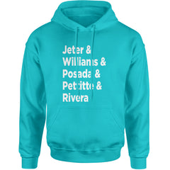Jeter & Williams & Posada & Pettitte & Rivera Adult Hoodie Sweatshirt Teal