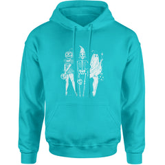 Vintage Spooky Squad Pinup Halloween Design Adult Hoodie Sweatshirt Teal