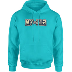 New York City 212 Area Code Skyline  Adult Hoodie Sweatshirt Teal