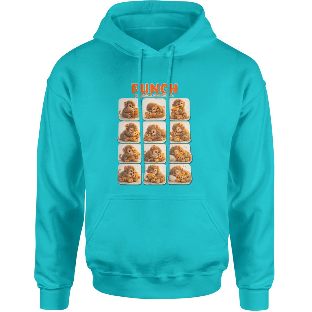 Punch Play Hard Love Harder Adult Hoodie Sweatshirt Teal