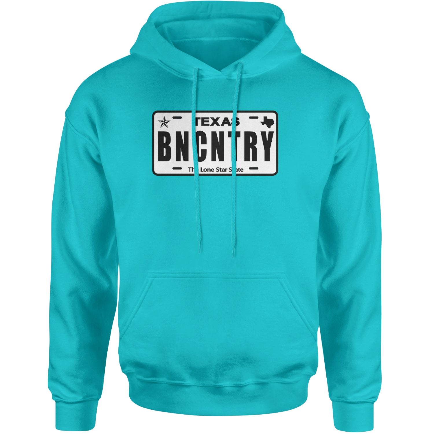 Texas License Plate BNCNTRY Adult Hoodie Sweatshirt Teal