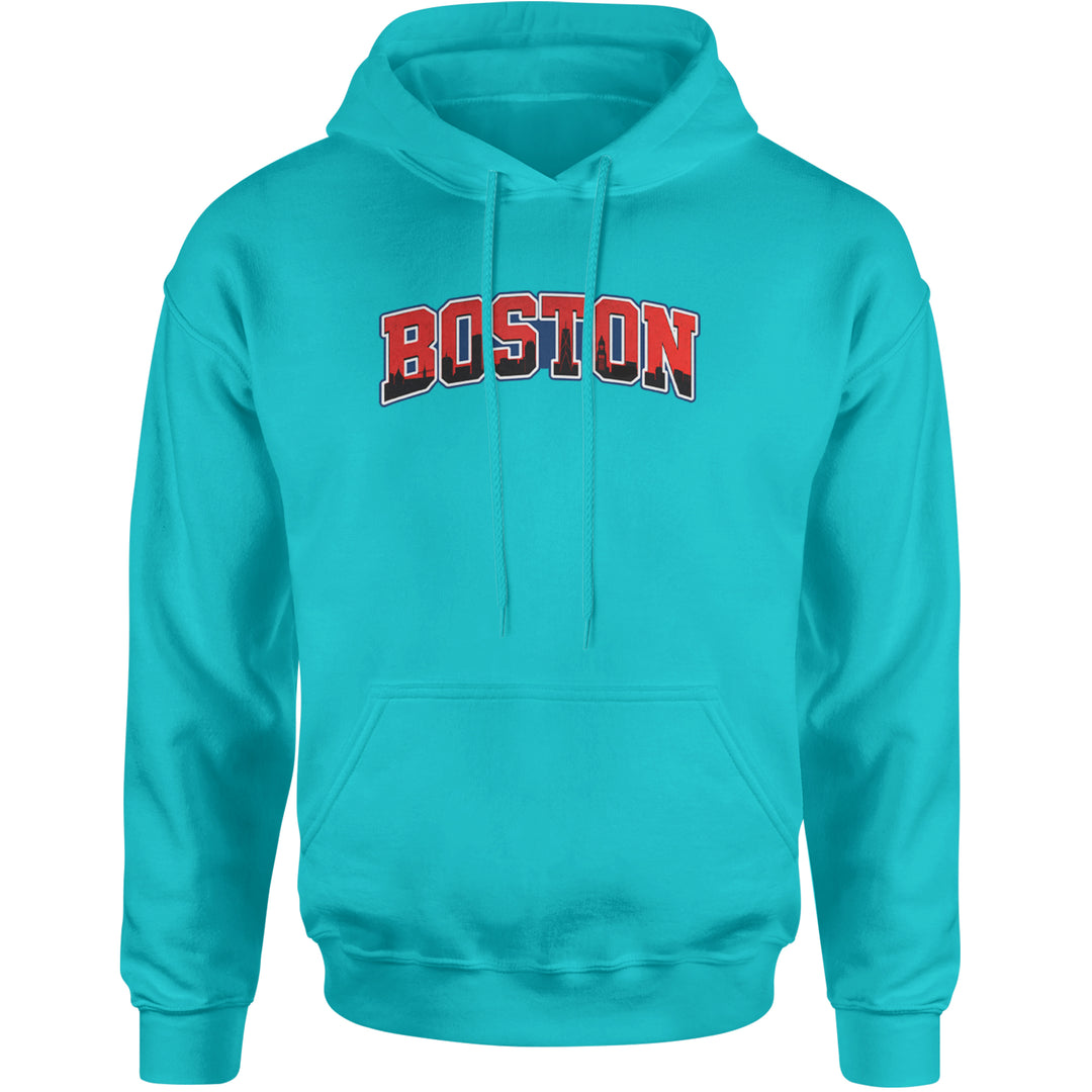 Boston City Pride Skyline Adult Hoodie Sweatshirt Teal