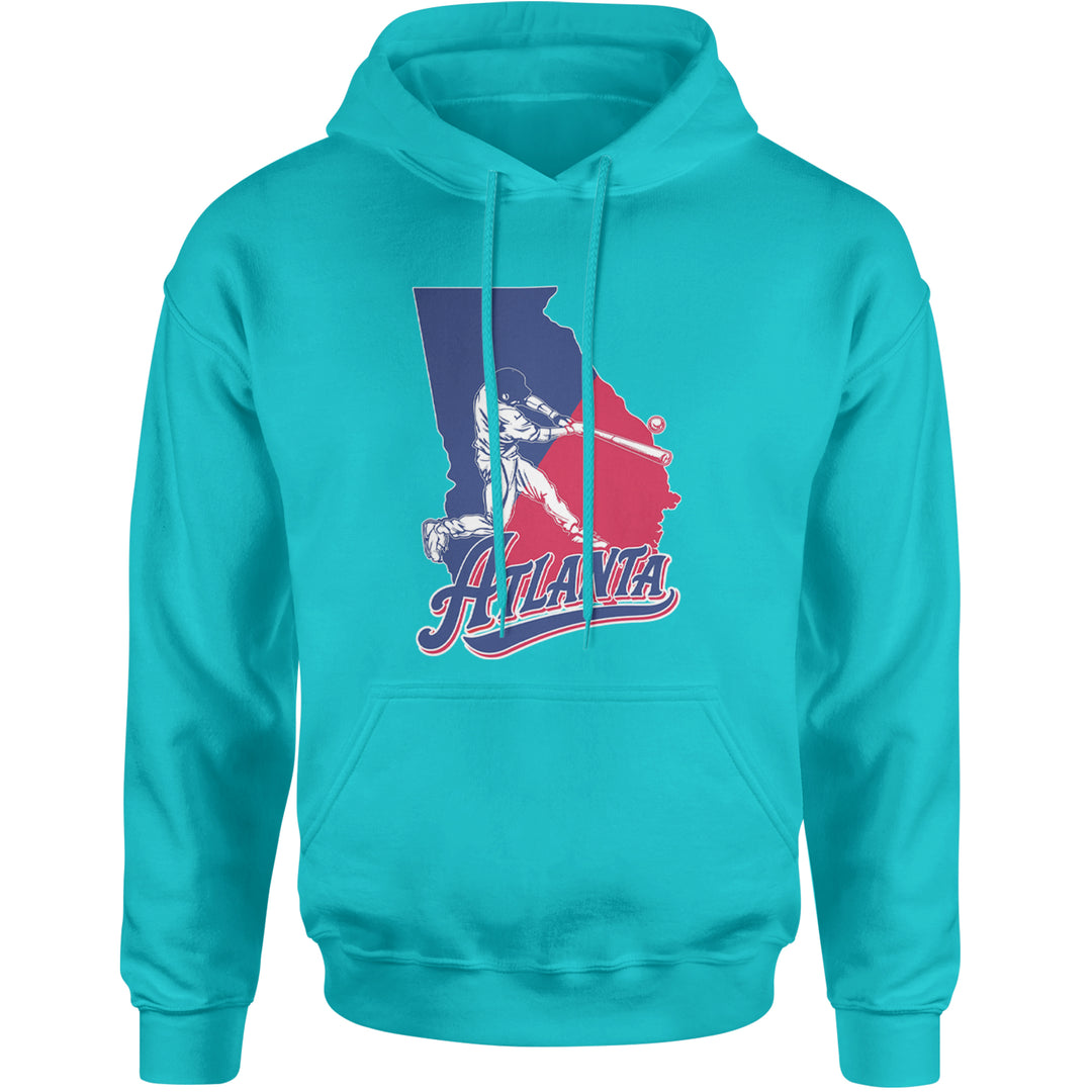 Atlanta Georgia Batter Up Adult Hoodie Sweatshirt Teal